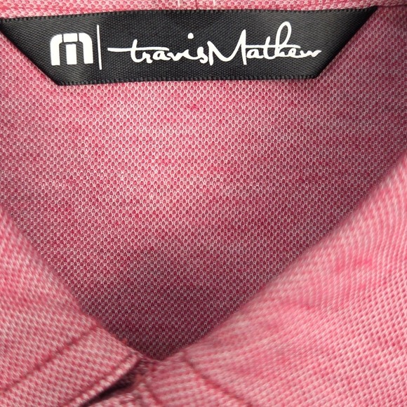 Travis Mathew Polo Shirt Mens Medium Red Heathered Short Sleeve Golf Pima Cotton - Picture 4 of 9